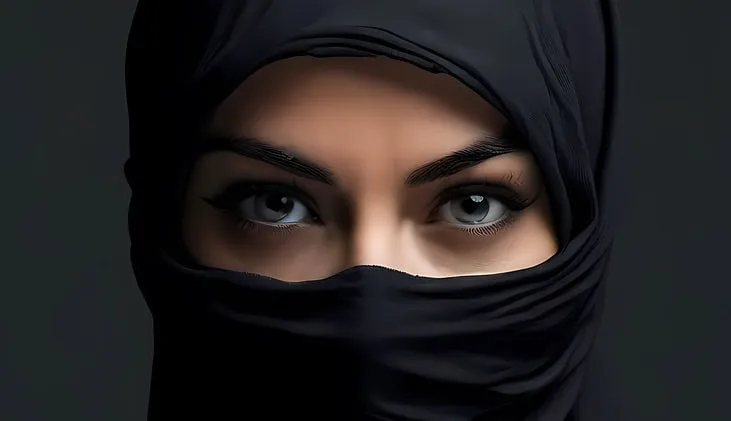 Frau mit Niqab.