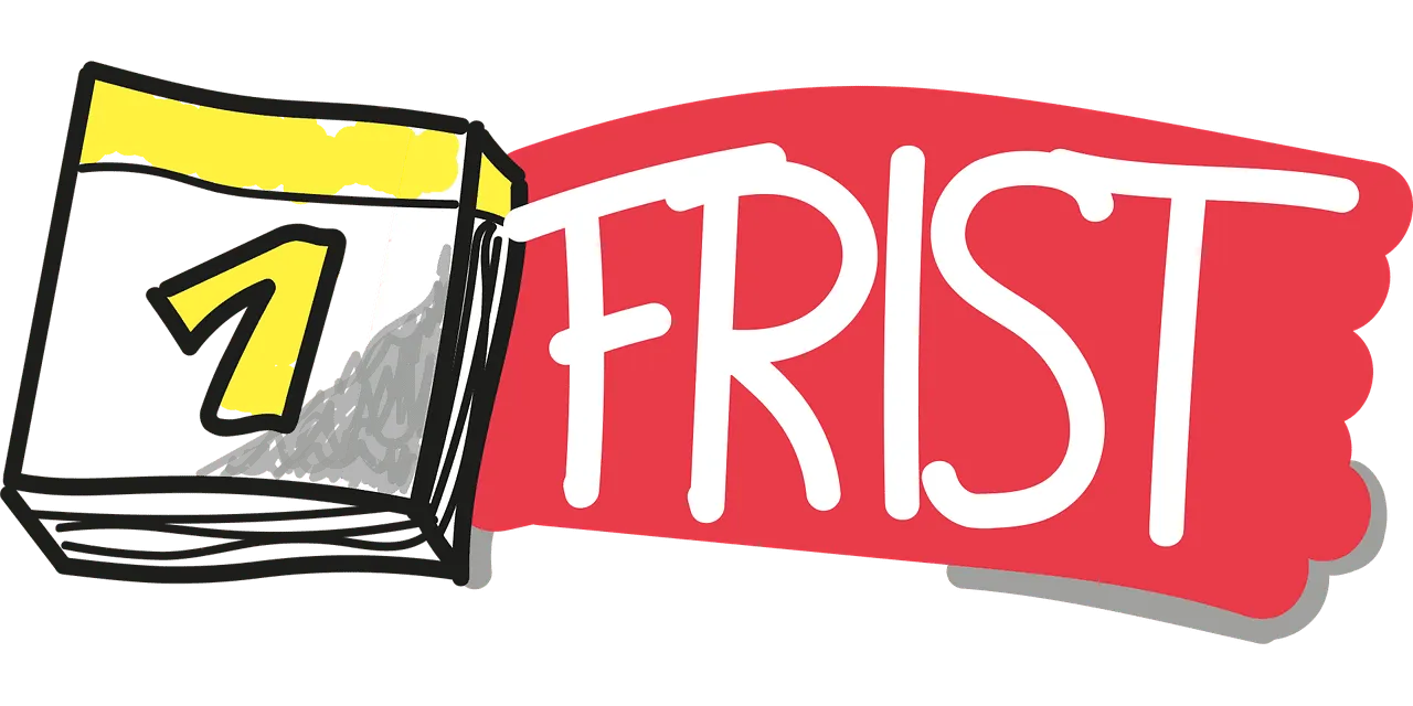 Kalenderblatt mit Zahl und Frist-Text