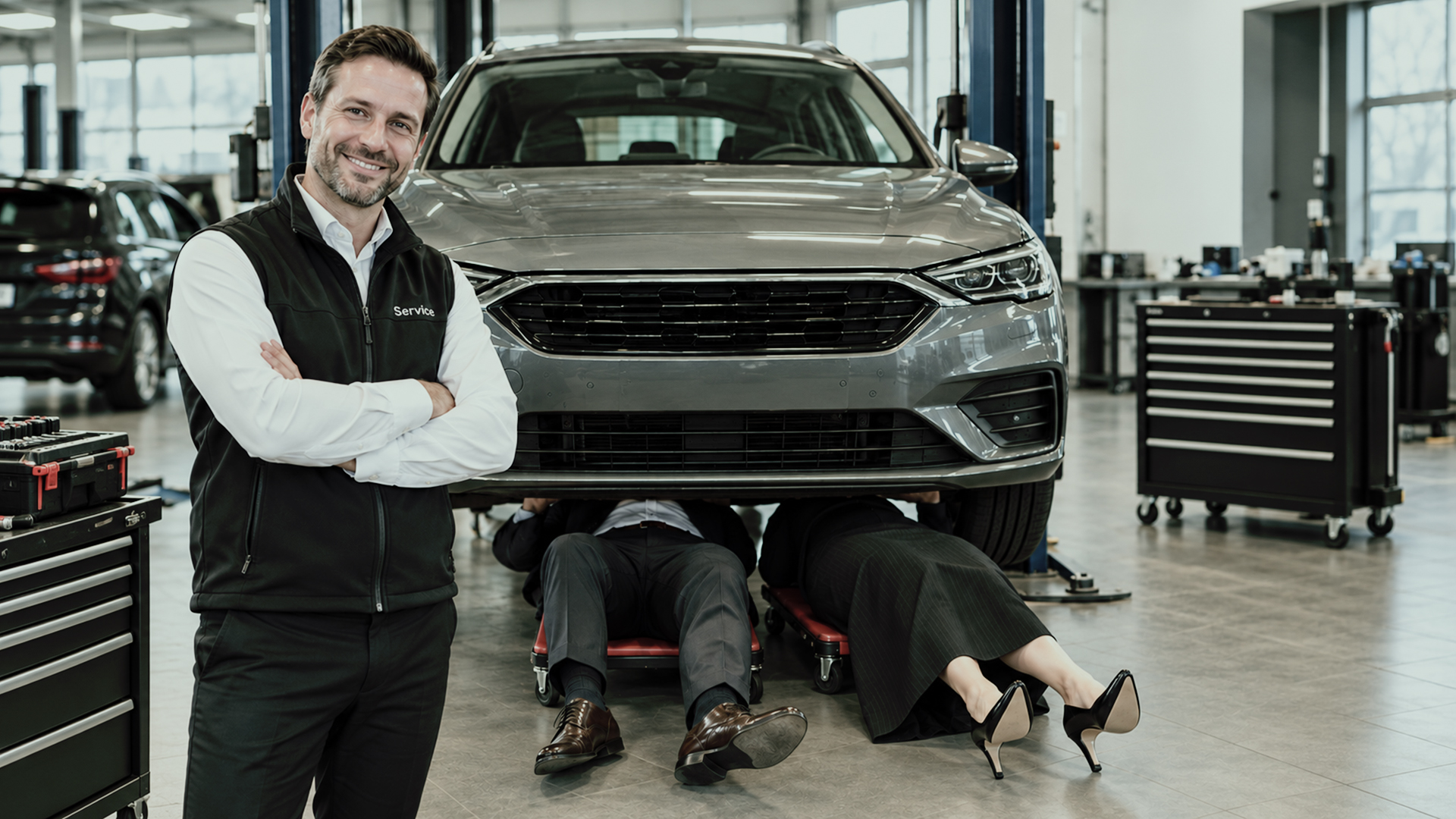 Mitarbeiter in einer Autowerkstatt